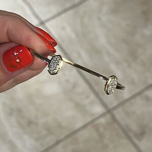 Kendra Scott fine Jewelry 14k yellow gold and diamond Elias open cuff bracelet